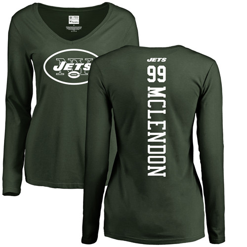 New York Jets Green Women Steve McLendon Backer NFL Football #99 Long Sleeve T Shirt->women nfl jersey->Women Jersey